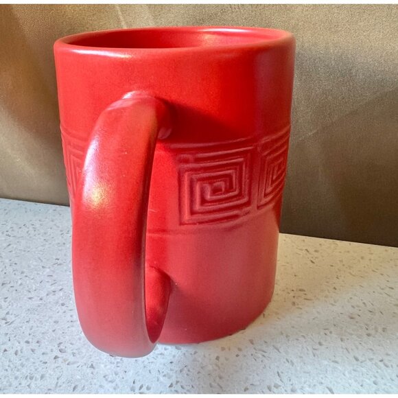 Frank Lloyd Wright Coll. Ceramic Mug  Cup Embossed Geometric Pattern Orange Gift - Picture 5 of 9